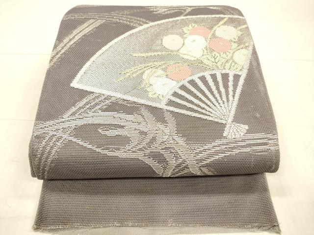 平和屋着物▽全通柄 本袋帯 スリーシーズン 春夏秋 櫛織 霞文 正絹