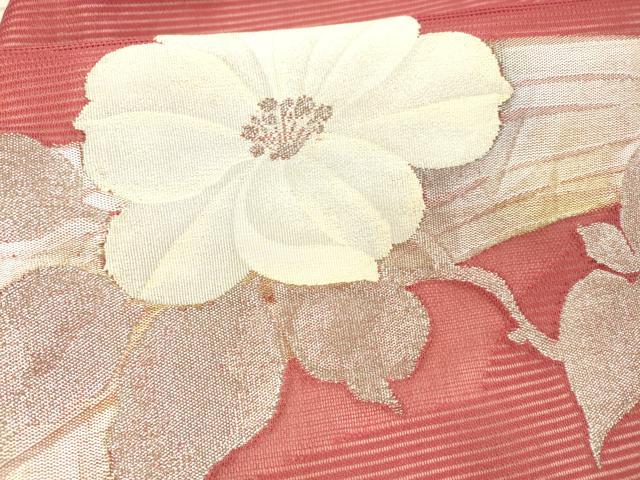 平和屋着物＊夏物 九寸名古屋帯 枝花文 金銀糸 正絹 逸品