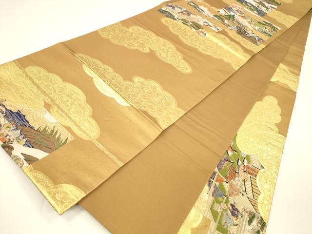 平和屋着物○袋帯 六通柄正絹 唐織 人物風景文 金糸 松坂屋扱い