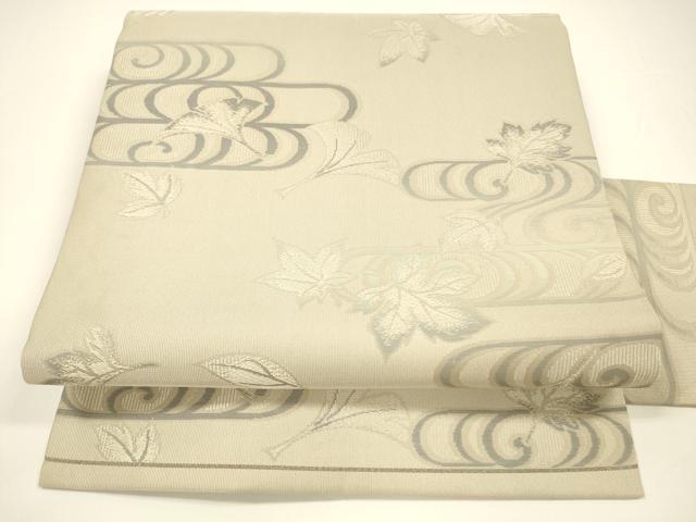 平和屋着物●九寸名古屋帯　流水舞葉文　正絹　逸品　DAAY8079cm