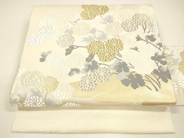 平和屋着物●山口美術織物　皇室　伊勢神宮御用　西陣織　九寸名古屋帯　唐織　菊の庭　金銀糸　正絹　逸品　DAAY8087cm