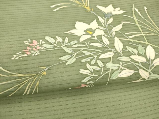 平和屋着物○塩瀬 九寸名古屋帯 ろうけつ染め 花唐草文 青藍色