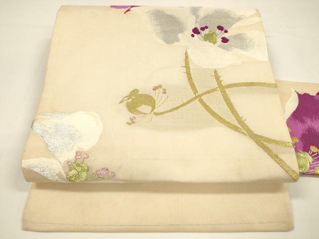 平和屋着物＊夏物　アンティーク　大正ロマン　九寸　枝花文　金糸　正絹　逸品　DAAY8136cm