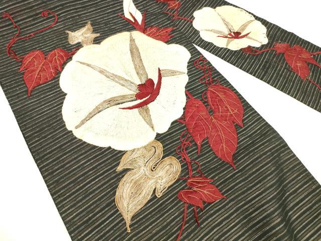 平和屋着物＊夏物 アンティーク 大正ロマン 九寸名古屋帯 駒刺繍 総