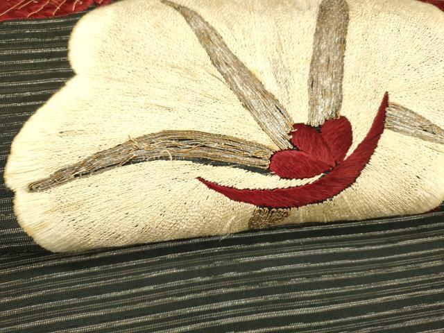 平和屋着物＊夏物 アンティーク 大正ロマン 九寸名古屋帯 駒刺繍 総刺繍