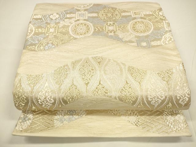 平和屋着物＊夏物　六通柄袋帯　唐織　抽象花文　金糸　正絹　逸品　DAAY8146cm