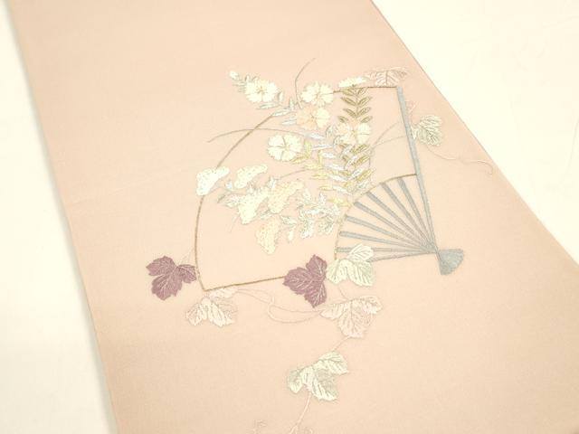 平和屋着物＊夏物 両面 太鼓柄袋帯 駒刺繍 総刺繍 扇面蔦の