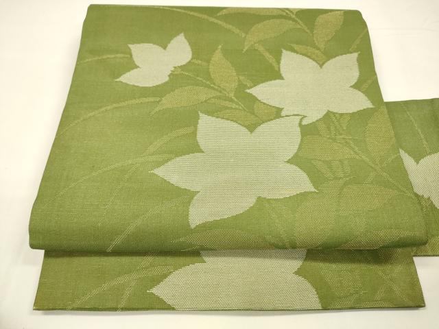 平和屋着物＊夏物　九寸名古屋帯　草花文　金糸　正絹　逸品　DAAY8164cm