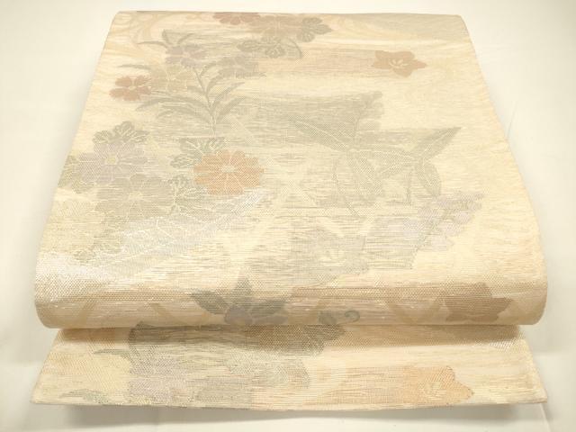 平和屋着物＊夏物　六通柄袋帯　流水籬花舟文　金銀糸　正絹　逸品　DAAY8167cm