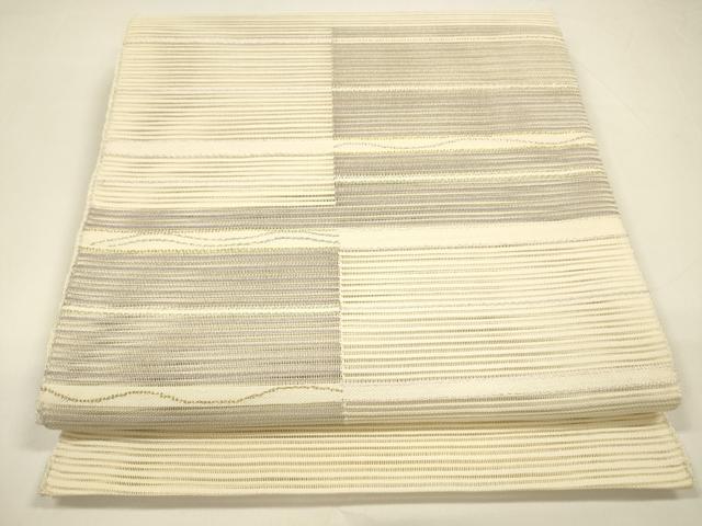 平和屋着物＊夏物　絽綴れ　八寸名古屋帯　横段文　金銀糸　正絹　逸品　DAAY8170cm