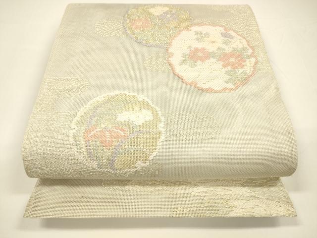 平和屋着物＊夏物　六通柄　本袋帯　雪輪草花文　金銀糸　正絹　逸品　DAAY8171cm