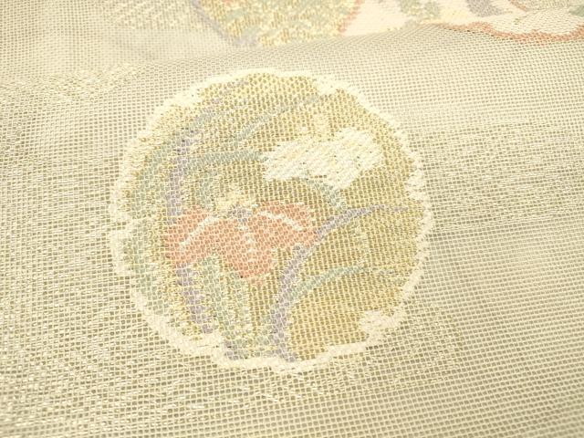 平和屋着物＊夏物　六通柄　本袋帯　雪輪草花文　金銀糸　正絹　逸品　DAAY8171cm 平和屋着物＊夏物 六通柄 本袋帯 雪輪草花文 金銀糸 正絹 逸品