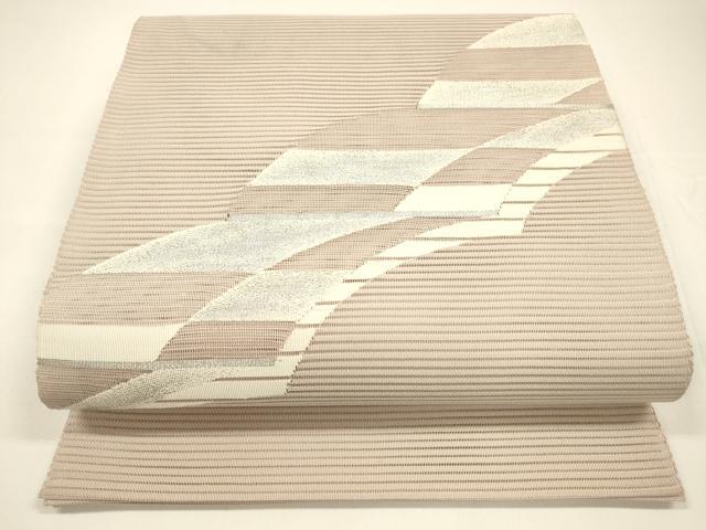 平和屋着物＊夏物　絽綴れ　八寸名古屋帯　抽象文様　銀糸　正絹　逸品　DAAY8187cm