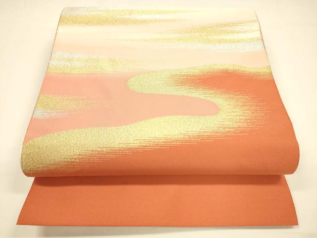 平和屋着物●爪掻き本綴れ　八寸名古屋帯　抽象文様　金銀糸　正絹　逸品　DAAY8213cm