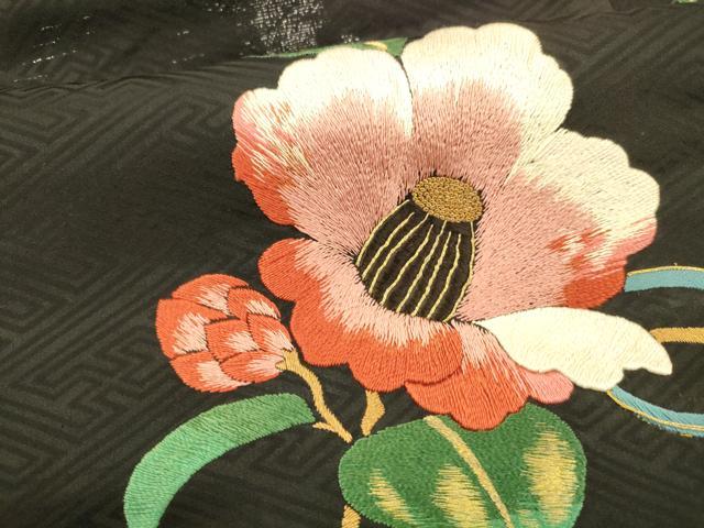 平和屋着物□アンティーク 大正ロマン 九寸名古屋帯 総刺繍 鯉の滝