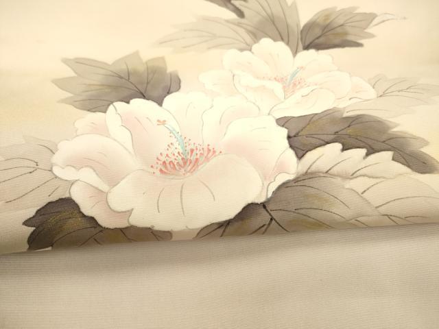 平和屋着物●内山晴祥　手描き　塩瀬　九寸名古屋帯　紬地　草花文　金彩　正絹　逸品　DAAY8234cm 平和屋着物○内山晴祥 手描き 塩瀬 九寸名古屋帯 紬地 草花