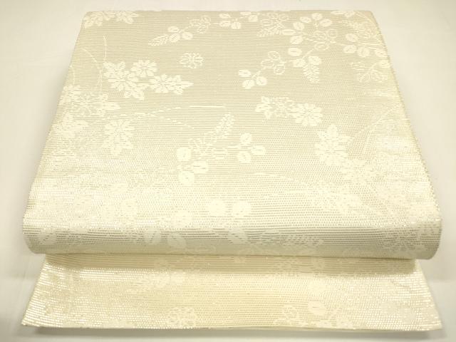 平和屋着物＊夏物　六通柄袋帯　草花文　銀糸　正絹　逸品　DAAY8262cm