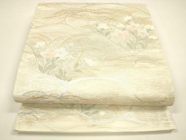 平和屋着物＊夏物　六通柄袋帯　水面に映える　金銀糸　正絹　逸品　DAAY8280cm