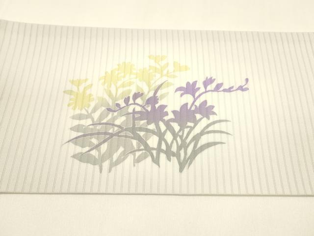 平和屋着物＊夏物　絽塩瀬　つけ帯　作家物　草花文　正絹　逸品　DAAY8296cm 平和屋着物＊夏物 絽塩瀬 つけ帯 作家物 草花文 正絹 逸品 DAAY8296cm