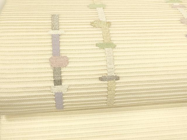平和屋着物＊夏物　八寸名古屋帯　絽綴れ　抽象文様　金銀糸　正絹　逸品　DAAY8302cm 平和屋着物＊夏物 八寸名古屋帯 絽綴れ 抽象文様 金銀糸 正絹 逸品