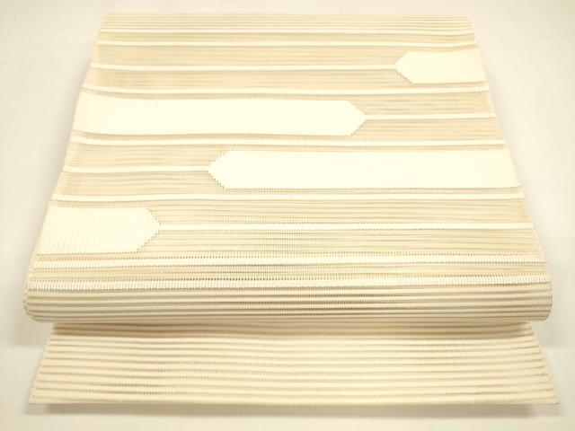 平和屋着物＊夏物　八寸名古屋帯　絽綴れ　横段文　肌色　正絹　逸品　DAAY8305cm