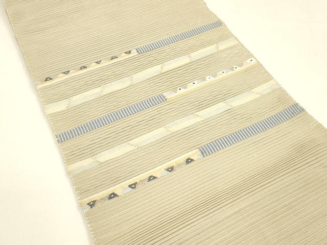 平和屋着物＊夏物 八寸名古屋帯 絽綴れ 横段文 金銀糸 正絹 逸品