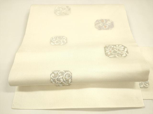 平和屋着物＊夏物　九寸名古屋帯　唐織　花唐草文　金銀糸　正絹　逸品　DAAY8347cm