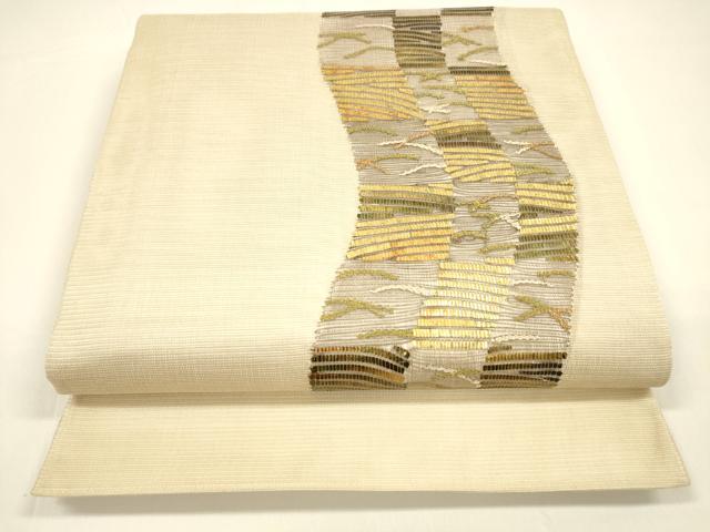 平和屋着物＊夏物　太鼓柄袋帯　抽象文様　金糸　正絹　逸品　DAAY8358cm