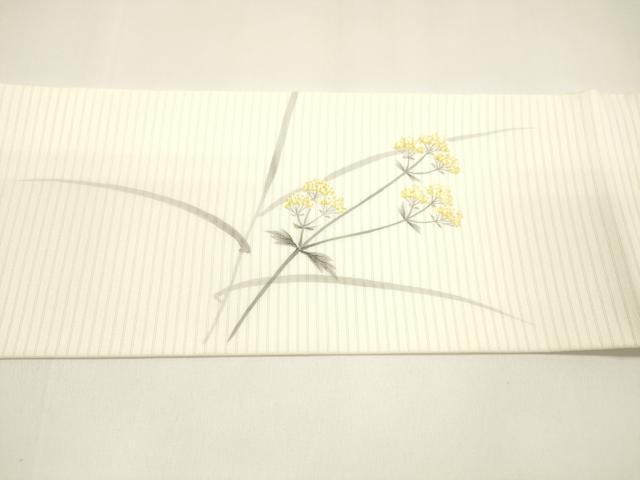 平和屋着物＊夏物　絽塩瀬　九寸名古屋帯　手描き　草花文　てんとう虫　正絹　逸品　DAAY8375cm_4