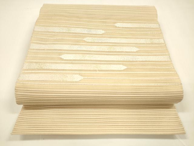 平和屋着物＊夏物　八寸名古屋帯　絽綴れ　横段文　金銀糸　正絹　逸品　DAAY8398cm