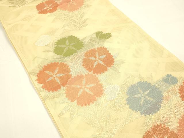平和屋着物＊夏物 西陣 六通柄袋帯 撫子 草花文 金糸 正絹 逸品