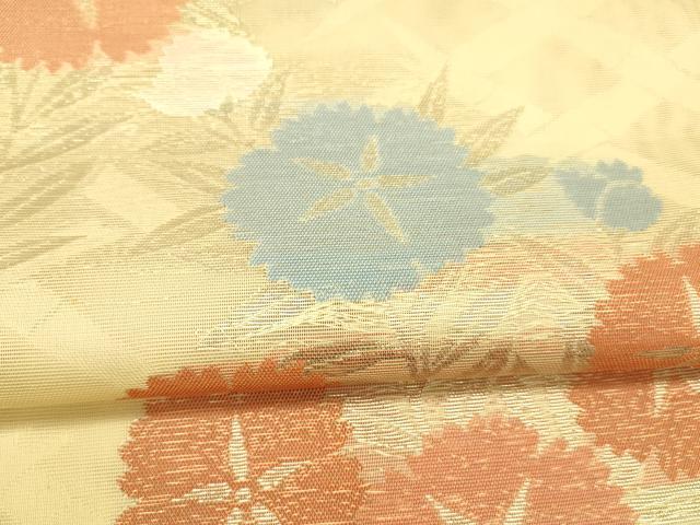 平和屋着物＊夏物 西陣 六通柄袋帯 撫子 草花文 金糸 正絹 逸品