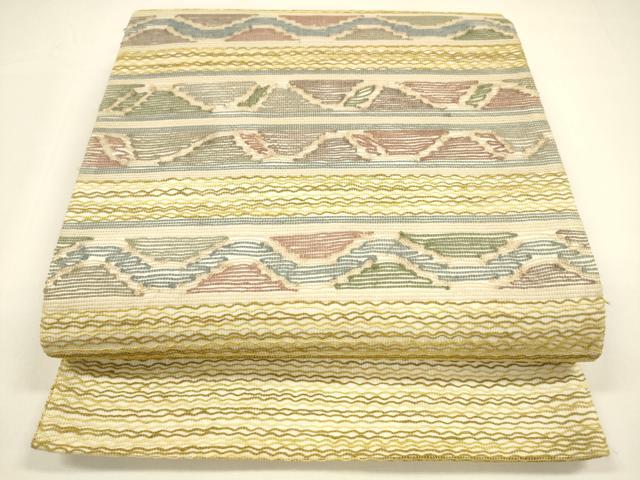 平和屋着物＊夏物　太鼓柄袋帯　抽象文様　正絹　逸品　DAAY8428cm