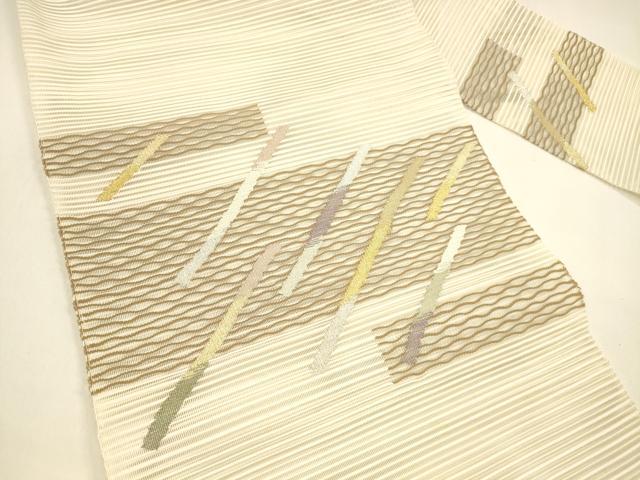 平和屋着物＊夏物 絽綴れ 八寸名古屋帯 抽象文様 金銀糸 正絹 逸品