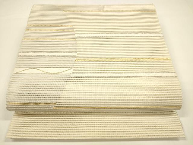 平和屋着物＊夏物　絽綴れ　八寸名古屋帯　横段文　金銀糸　正絹　逸品　DAAY8446cm