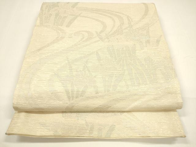 平和屋着物＊夏物　六通柄袋帯　流水杜若　銀糸　正絹　逸品　DAAY8481cm