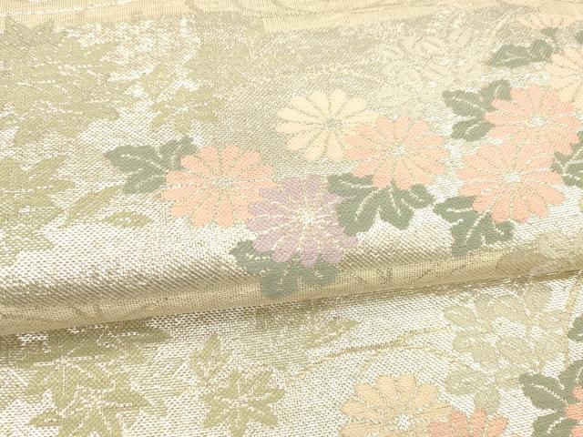 平和屋着物＊夏物　六通柄袋帯　流水草花文　銀糸　正絹　逸品　DAAY8491cm 平和屋着物＊夏物 六通柄袋帯 流水鴛鴦草花文 金銀糸 正絹 逸品
