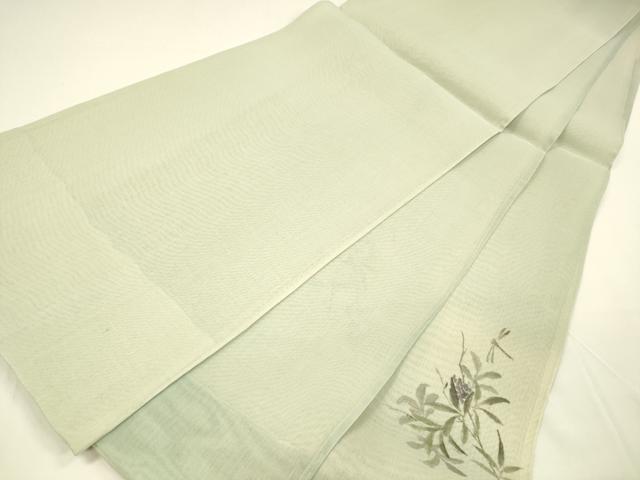 平和屋着物＊夏物　絹芭蕉　太鼓柄袋帯　手描き　蜻蛉南天草葉文　金彩　正絹　逸品　DAAY8508cm 平和屋着物＊夏物 絹芭蕉 太鼓柄袋帯 手描き 蜻蛉南天草葉文 金彩