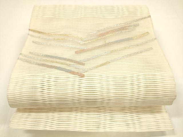 平和屋着物＊夏物　絽綴れ　八寸名古屋帯　抽象文様　金銀糸　正絹　逸品　DAAY8514cm