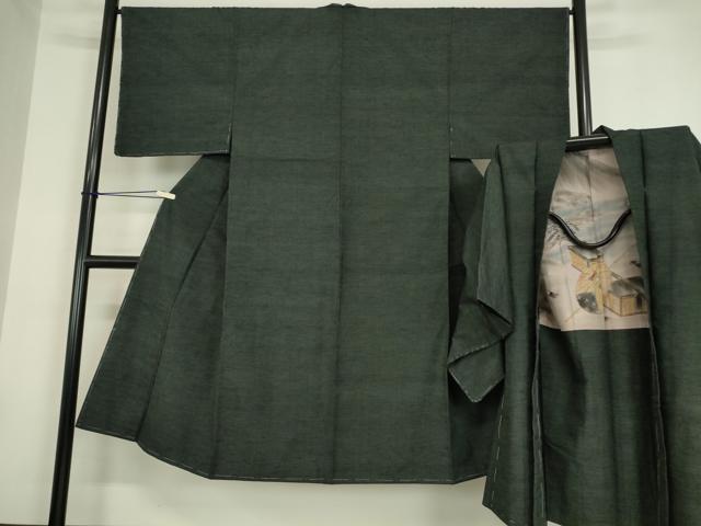 平和屋着物●男性　紬　アンサンブル　蝋色　正絹　逸品　未使用　DAAY9269az