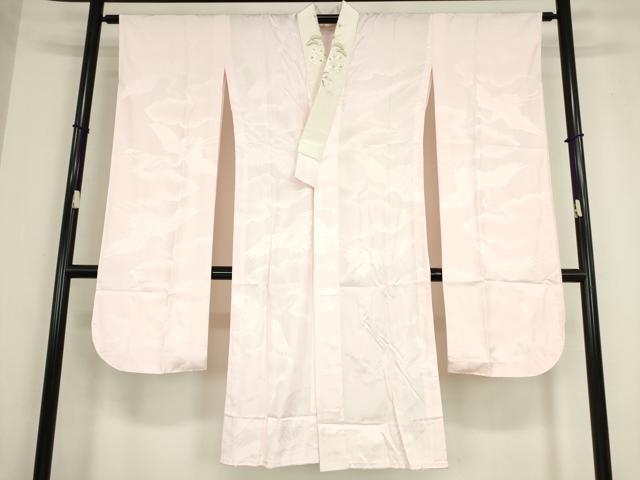 平和屋着物●振袖用長襦袢　無双仕立て　半衿刺繍　飛鶴地紋　薄桜色　洗える着物　DAAY9338az 平和屋着物○振袖用長襦袢 無双仕立て 半衿刺繍 飛鶴地紋 薄