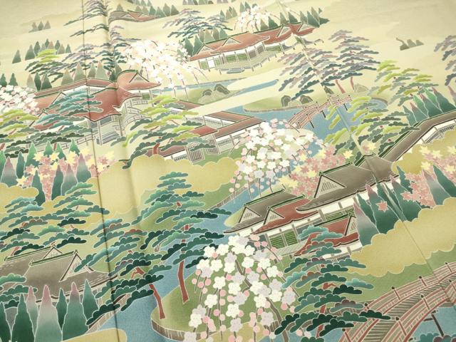 平和屋着物●十日町友禅作家　阿部佳雪　色留袖　風景松文　正絹　逸品　DAAY9342az 平和屋着物○十日町友禅作家 阿部佳雪 色留袖 風景松文 正絹 逸品