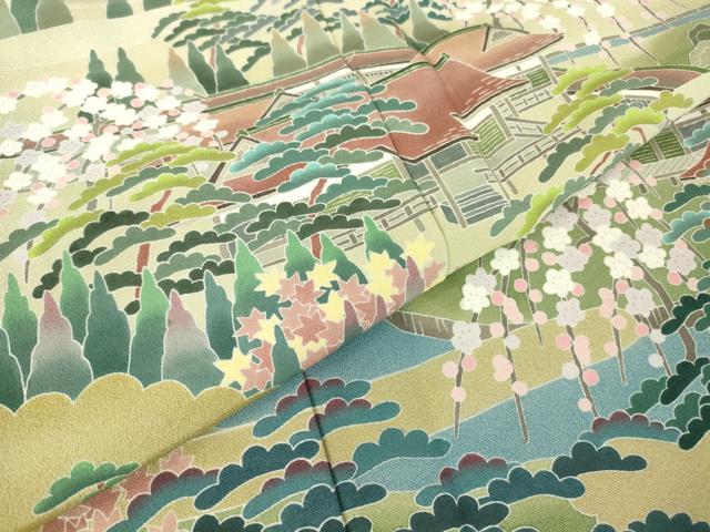平和屋着物○十日町友禅作家 阿部佳雪 色留袖 風景松文 正絹 逸品