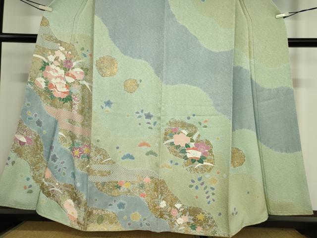 平和屋着物●訪問着　絞り　草花文　金銀彩　正絹　逸品　DAAY9385az 平和屋着物○訪問着 絞り 草花文 金銀彩 正絹 逸品 DAAY9385az