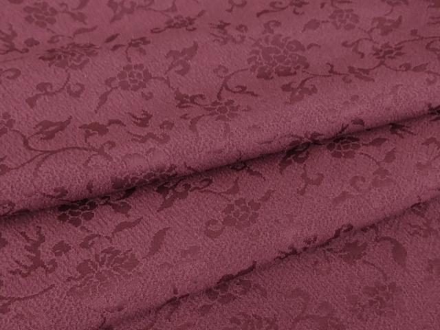 平和屋着物●上質な色無地　牡丹唐草地紋　暗紅色　正絹　逸品　DAAY9635az