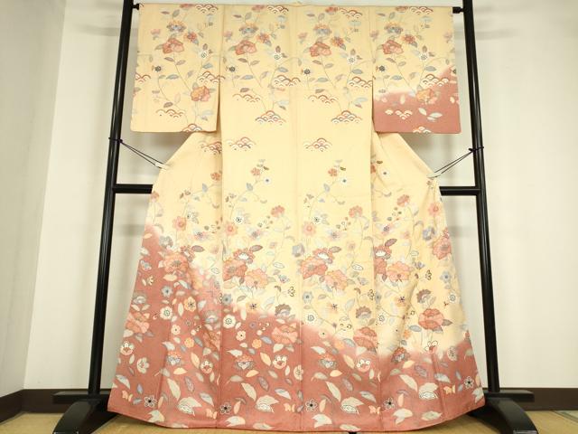 平和屋着物●訪問着　草花文　暈し染め　金彩　ますいわ屋扱い　正絹　逸品　DAAY9642az