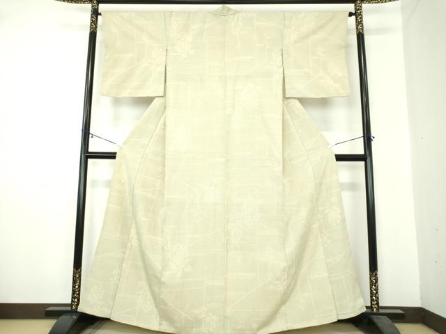 平和屋着物●本塩沢　110亀甲　草花文　正絹　逸品　DAAZ0010ps