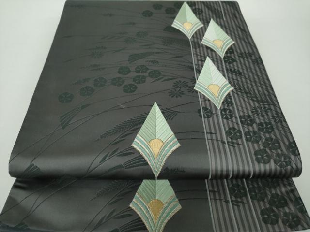 平和屋着物●六通柄袋帯　唐織　草花間道　金銀糸　正絹　逸品　DAAZ0041ps