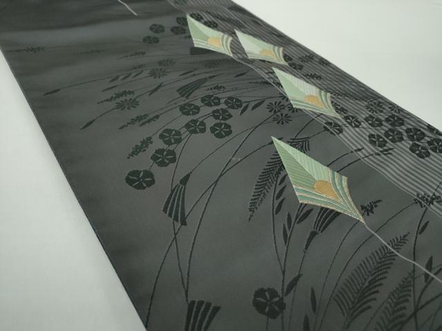 平和屋着物○六通柄袋帯 唐織 草花間道 金銀糸 正絹 逸品