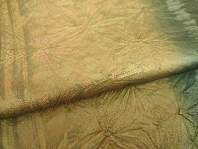 平和屋着物●全通柄袋帯　紬地　絞り　市松間道　金彩　正絹　逸品　DAAZ0044ps 平和屋着物○全通柄袋帯 紬地 絞り 市松間道 金彩 正絹